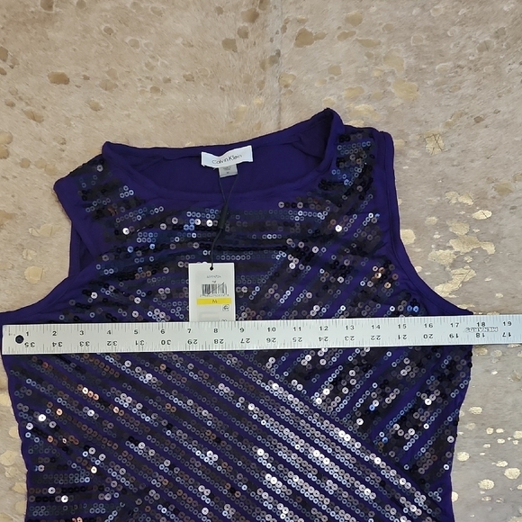 Calvin Klein Blue Sequin Fitted Tank Top - Picture 4 of 5